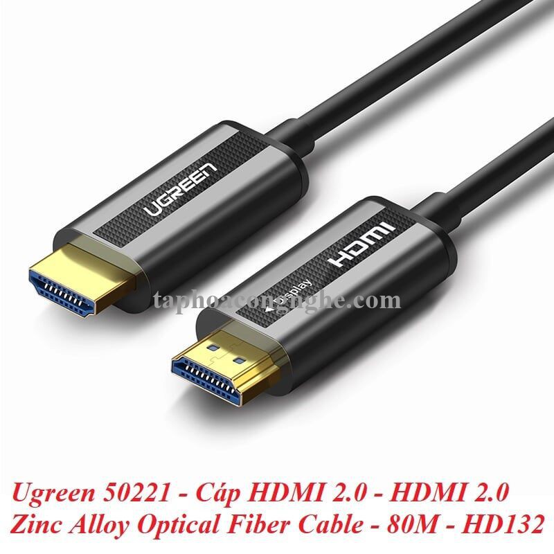 Ugreen 50221 80M màu Đen Cáp tín hiệu HDMI chuẩn 2.0 sợi quang cao cấp HD132 30050221